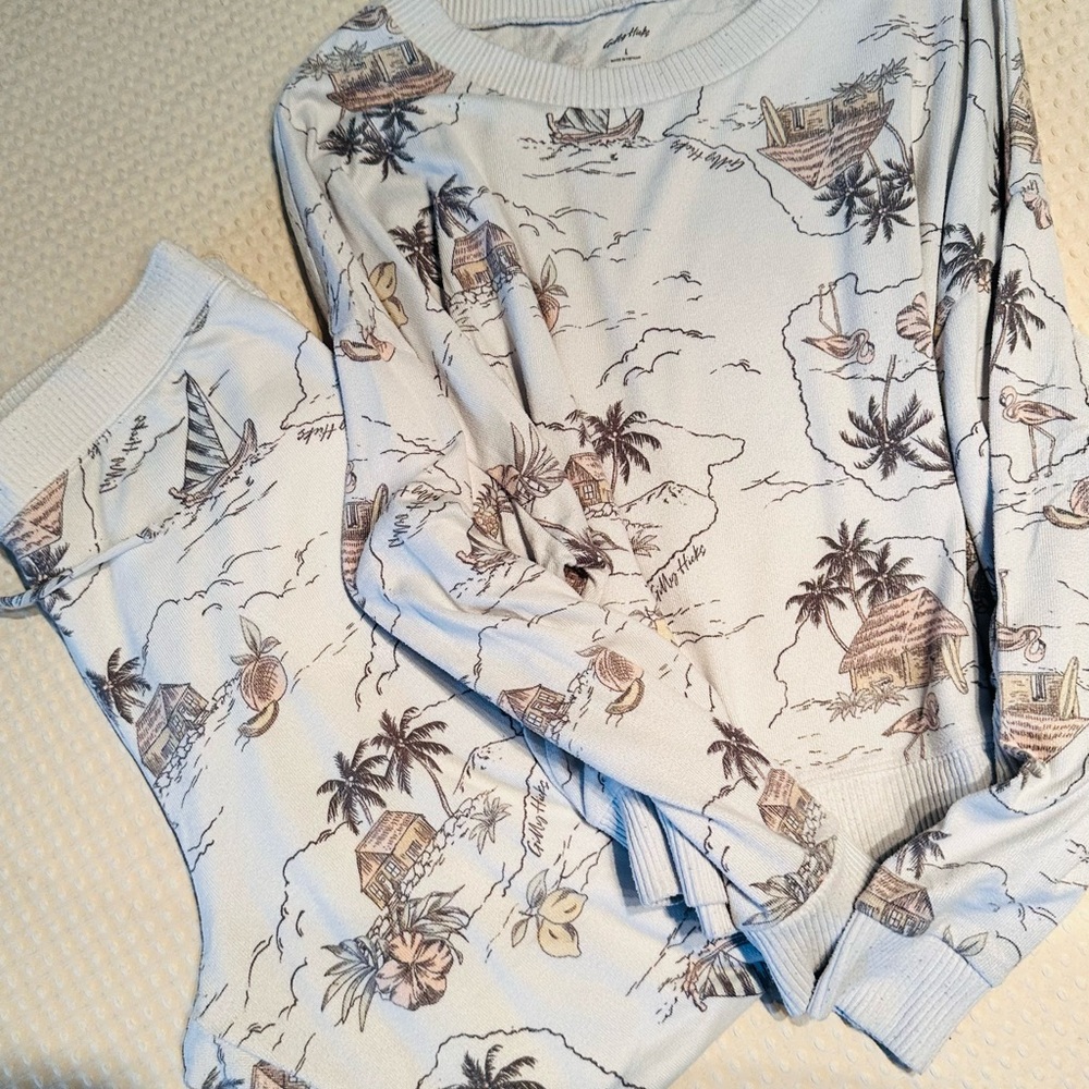 Gilly Hicks Cream and Brown Pajama Set